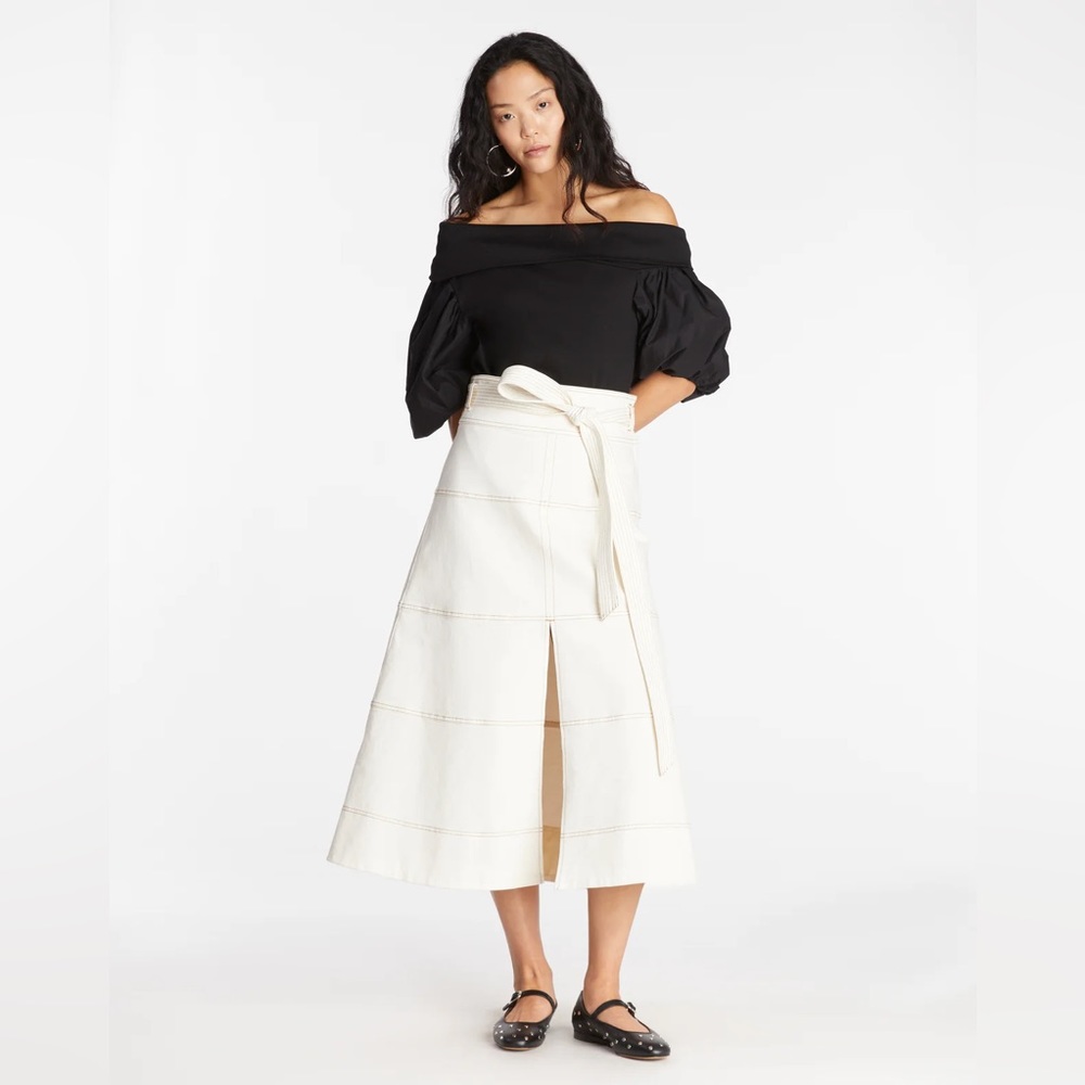 TANYA TAYLOR hudson skirt - chalk denim